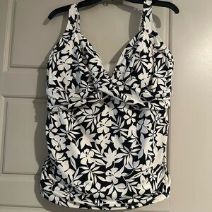 Black and White Floral Tankini Top
